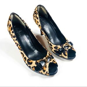 Cole Haan Ponyhair Animal Print Peep-toe Pumps